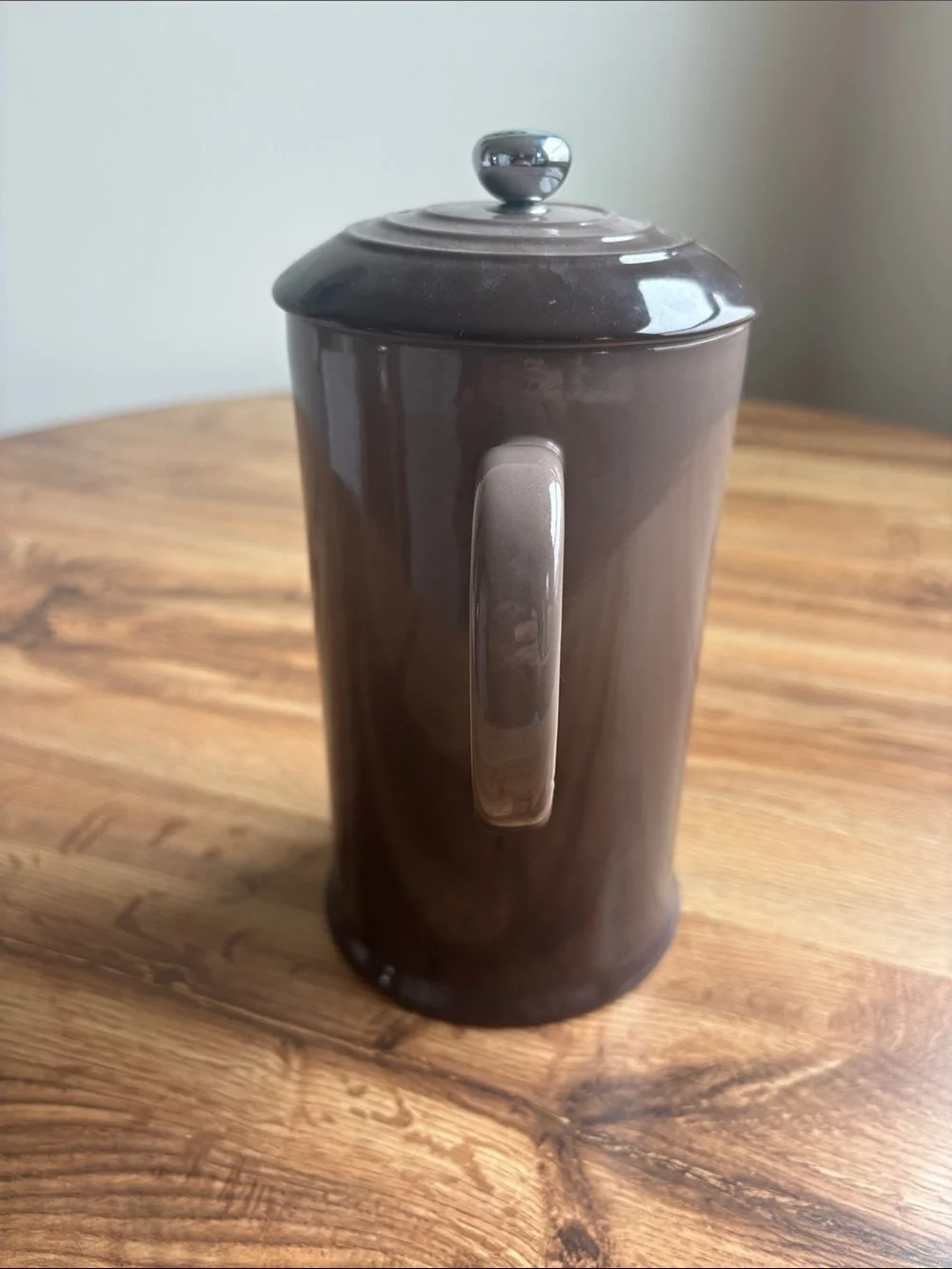 Le Creuset Brown Ceramic Coffee Press with Chrome Knob